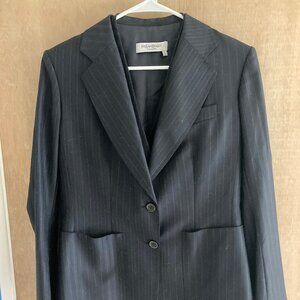 YSL yves saint laurent 2 pieces wool blazer vest set VINTAGE navy stripe